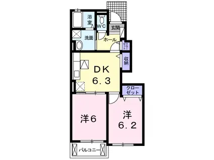 リバーサイドガーデン(2DK/1階)の間取り写真