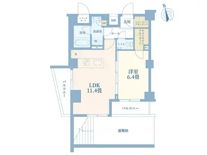 レジデンシャルスター山王ヒルズ(1LDK/2階)の間取り写真