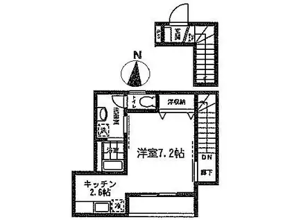 ボルベール調布ヶ丘(1K/2階)の間取り写真