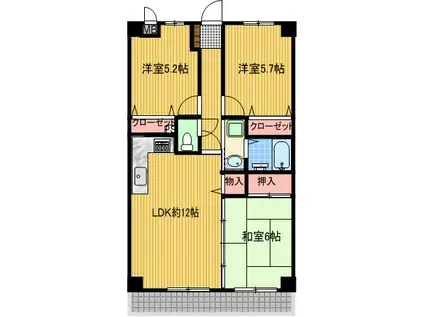 フォレストシティー町田(3LDK/3階)の間取り写真