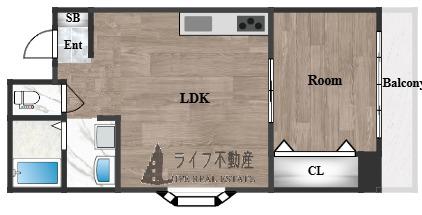 マンション彩景(1LDK/3階)の間取り写真