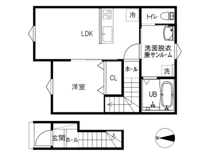 野々彩ヴィレッジ(1LDK/2階)の間取り写真