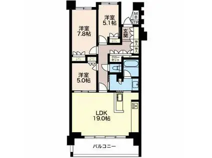 プライムメゾン富士見台(3LDK/1階)の間取り写真