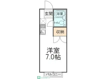 東武野田線 運河駅 徒歩17分 2階建 築34年(ワンルーム/2階)の間取り写真
