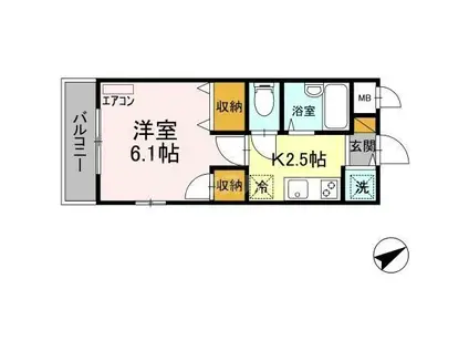 ラグーン舞浜C(1K/3階)の間取り写真