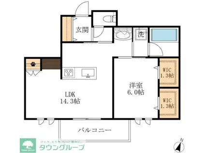 ＪＲ東海道本線 清洲駅 徒歩5分 2階建 新築(1LDK/2階)の間取り写真
