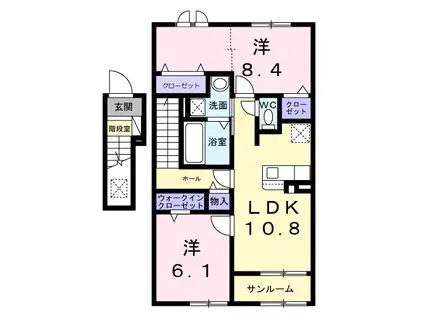 ディーテラス I(2LDK/2階)の間取り写真