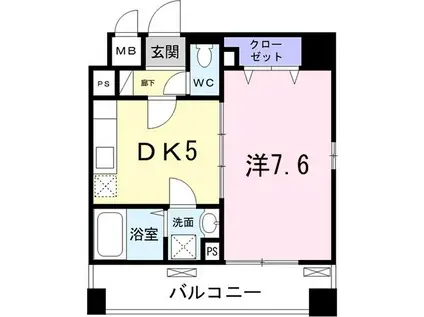 クレシア横浜山手(1DK/5階)の間取り写真