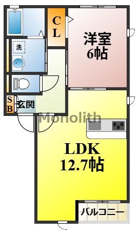 サンコート錦(1LDK/1階)の間取り写真