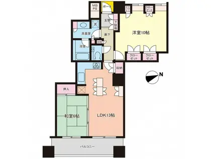 アーバンビューグランドタワー(2LDK/24階)の間取り写真