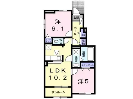 WOODYII(2LDK/1階)の間取り写真