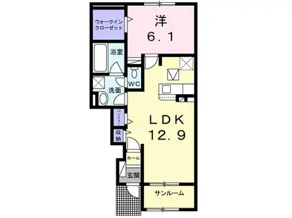 メゾン ド サクラーレ I(1LDK/1階)の間取り写真