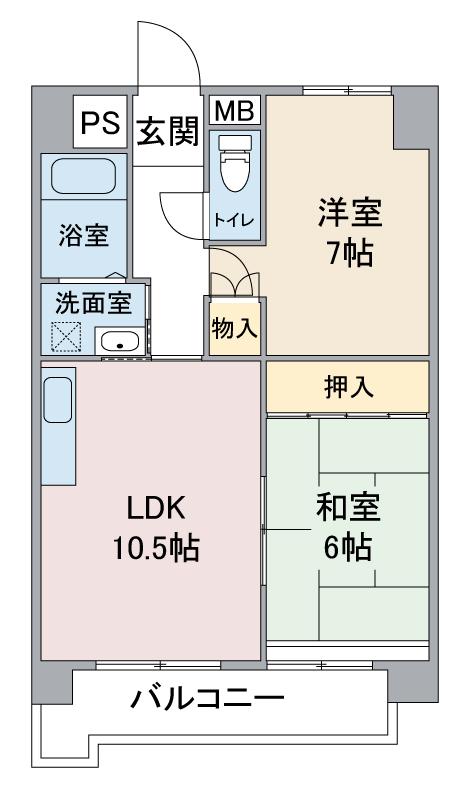 新橘ビル(2LDK/3階)の間取り写真