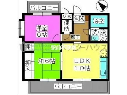 サンシャトーレ日永田(2LDK/3階)の間取り写真