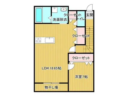 コンチネンタル立山A(1LDK/2階)の間取り写真