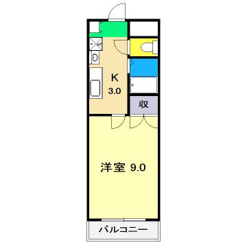 コーポオリエンタル(1K/2階)の間取り写真