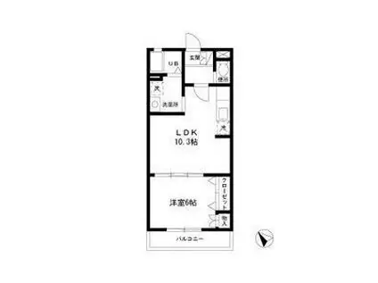 セピアコートF(1LDK/1階)の間取り写真