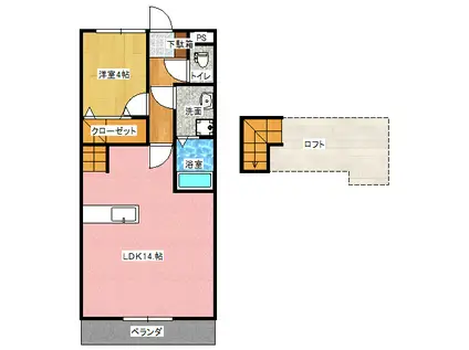 ジェニファー30(1LDK/1階)の間取り写真