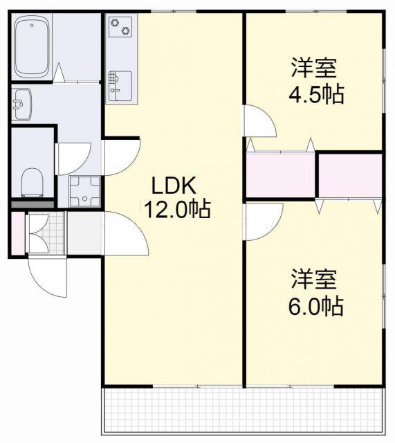 サンシャトウA(2LDK/1階)の間取り写真