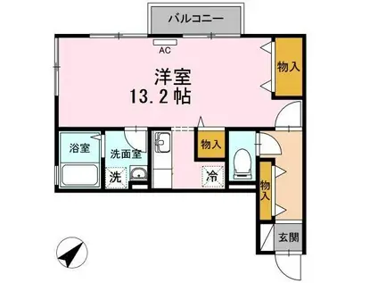 リバーポートユウ(ワンルーム/2階)の間取り写真