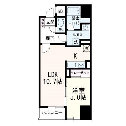 アリオール一番町(1LDK/3階)の間取り写真