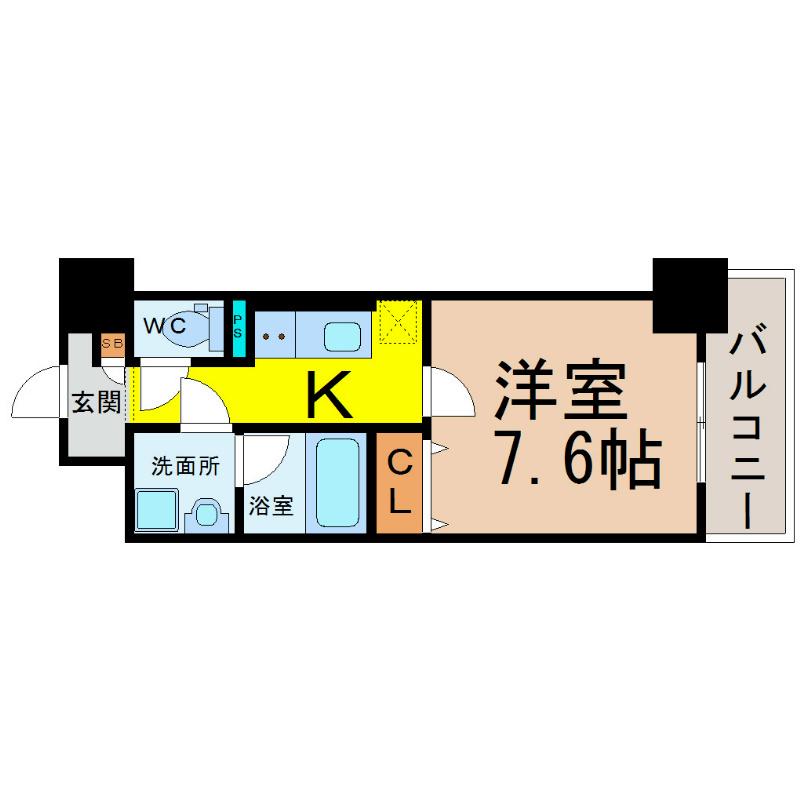 リベルティア(1K/9階)の間取り写真