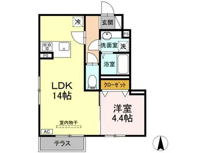 GRAND DーROOM J 庄内(1LDK/1階)の間取り写真