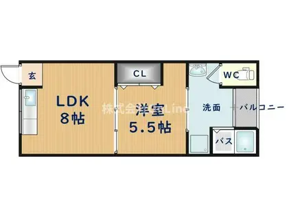丸陣マンション(1LDK/3階)の間取り写真