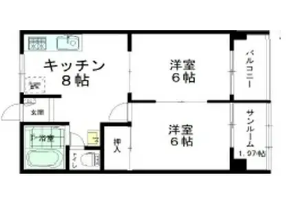 チューリップハウス(2DK/1階)の間取り写真