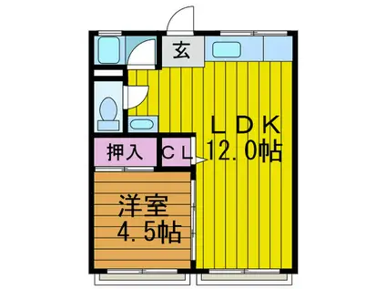 MAYUMIハイツ枚方5番館(1LDK/1階)の間取り写真