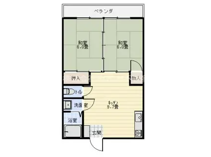 コーポ柳橋(2DK/1階)の間取り写真