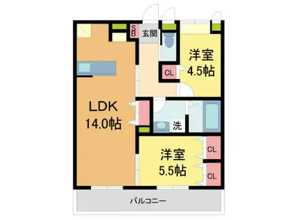 アプローズ清荒神(2LDK/2階)の間取り写真