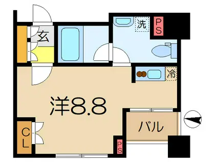 パークアクシス横浜井土ヶ谷(ワンルーム/4階)の間取り写真