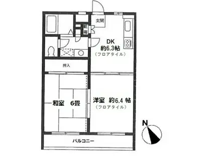 サンガーデン反町(2DK/1階)の間取り写真