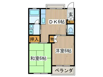 アーバンドエル烏山(2DK/1階)の間取り写真