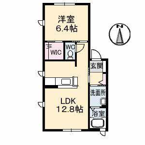 グラシアス・セゾンD棟(1LDK/1階)の間取り写真