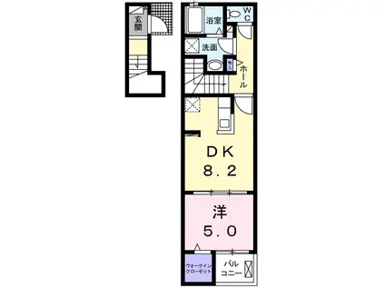 ハミング バードI(1DK/2階)の間取り写真