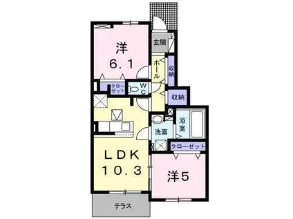 ウッディ オアシスII(2LDK/1階)の間取り写真