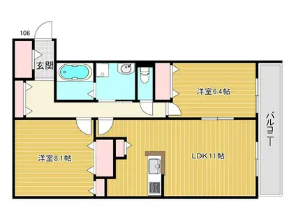 GLYCINE(2LDK/1階)の間取り写真