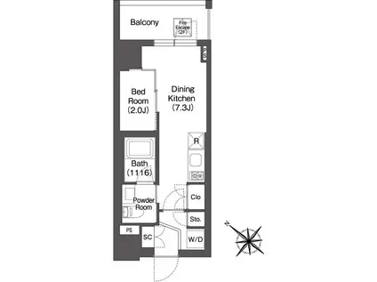 ORSUS赤羽イースト(1DK/2階)の間取り写真