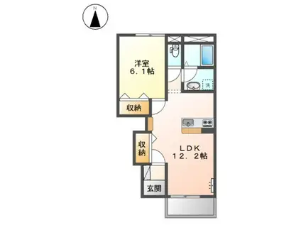 アヴェニール エムズ(1LDK/1階)の間取り写真