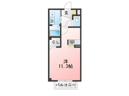 マルベリーII(ワンルーム/1階)の間取り写真