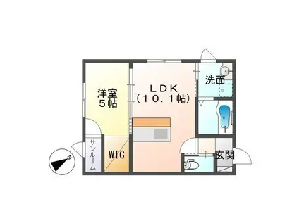 ブルーム(1LDK/2階)の間取り写真