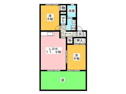 アポロタウン E(2LDK/1階)の間取り写真