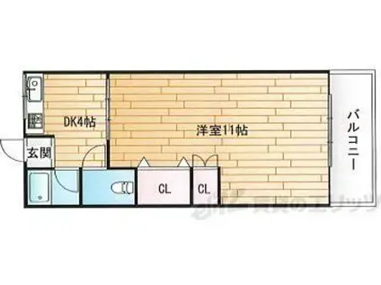 ボナールウエスト(1DK/1階)の間取り写真