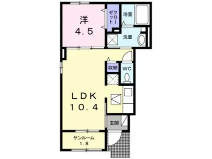 サン・クレメントZERO(1LDK/1階)の間取り写真