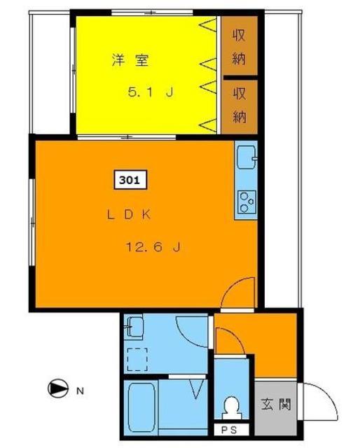 高円寺パレスマンション(1LDK/3階)の間取り写真