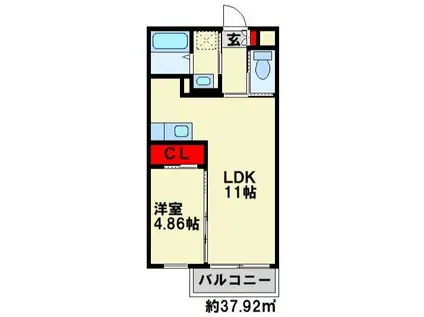 PRESTIGE EXE(1LDK/4階)の間取り写真