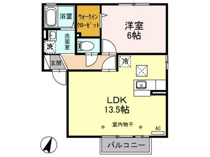 ピア・アベニューBCD(1LDK/1階)の間取り写真