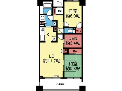 CASSIA横濱ガーデン山(2SLDK/5階)の間取り写真